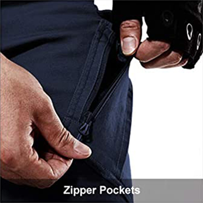 Pantalon Tactique Militaire Poches Zippées Bleu Marine