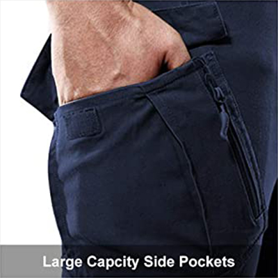 Pantalon Tactique Militaire Poches Latérales Bleu Marine
