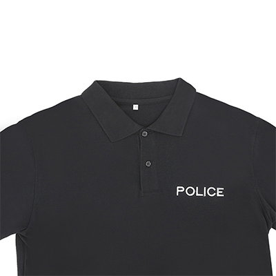 Polos de police personnalisés noirs avec patte de boutonnage